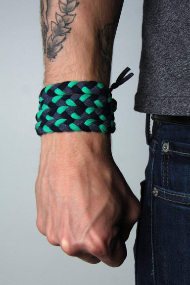 mens bracelet-Green Gray Black Braided Bracelet-Necklush