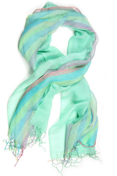 Green Mint Linen Cotton Pastel Scarf-scarves-Necklush