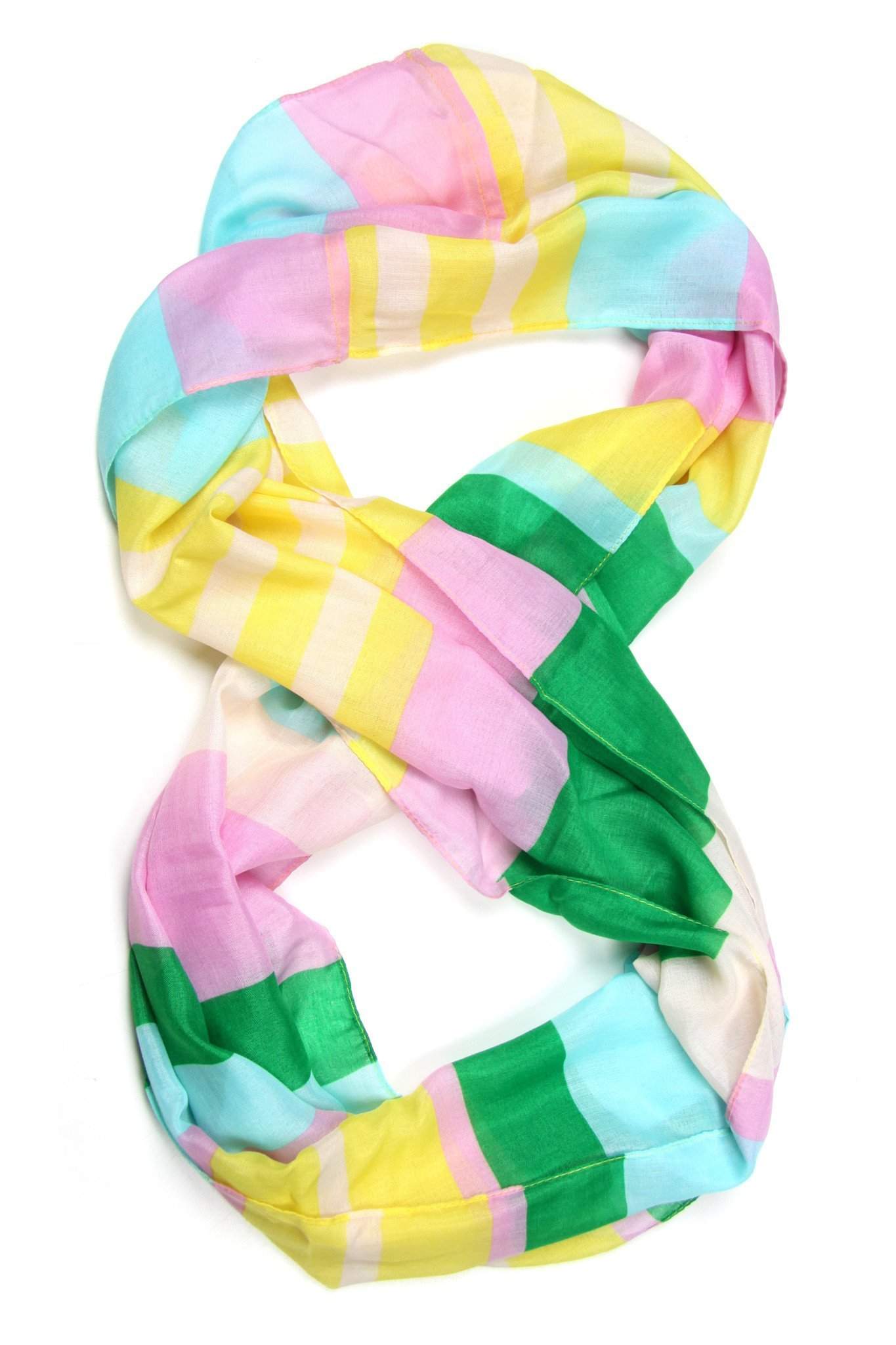 Green Pink Light Blue Infinity Scarf-scarves-Necklush