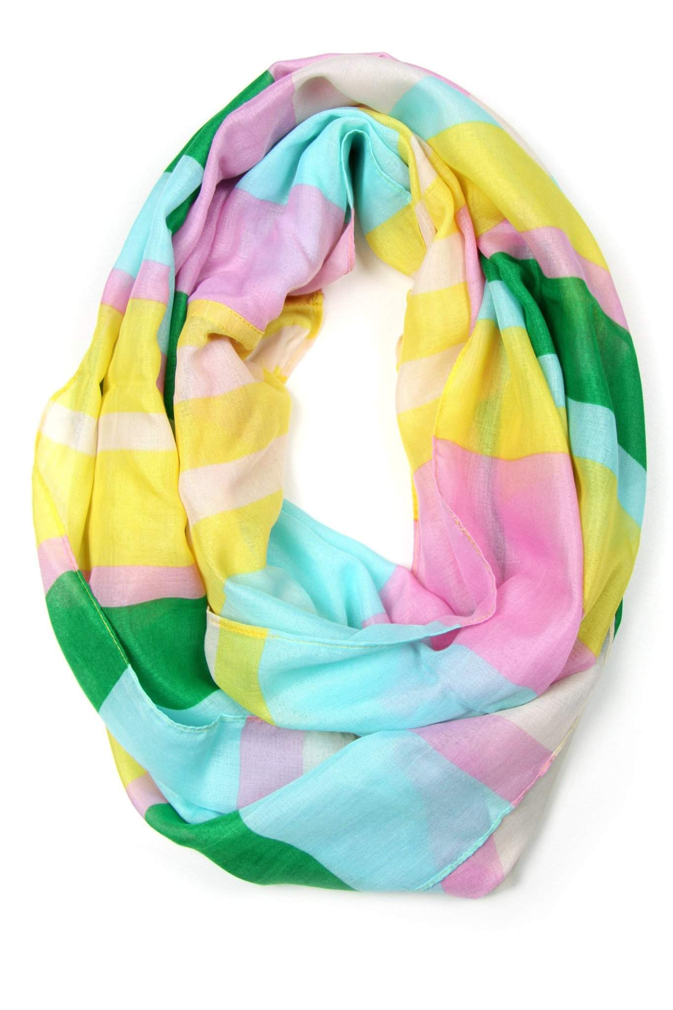Green Pink Light Blue Infinity Scarf-scarves-Necklush
