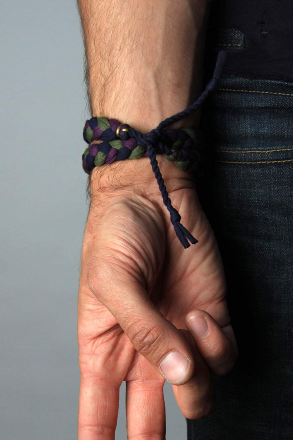 mens bracelet-Green Purple Blue Braided Bracelet-Necklush