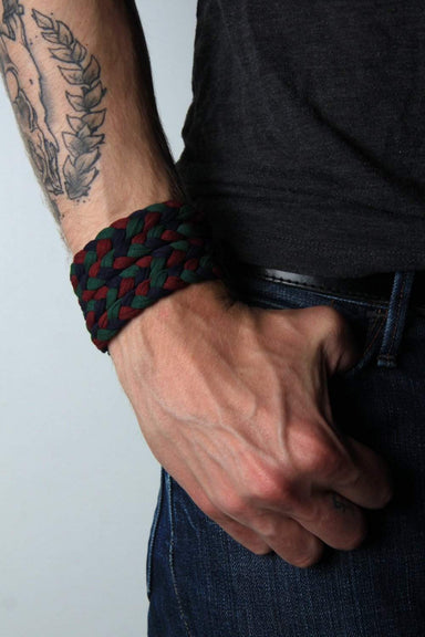 mens bracelet-Green Red Blue Braided Bracelet-Necklush