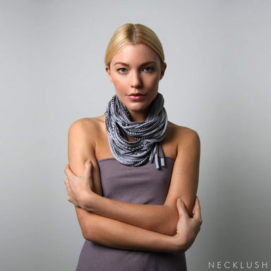 Heather Gray Black Cowl Scarf-scarves-Necklush