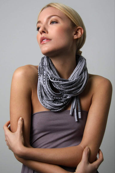 Heather Gray Black Cowl Scarf-scarves-Necklush