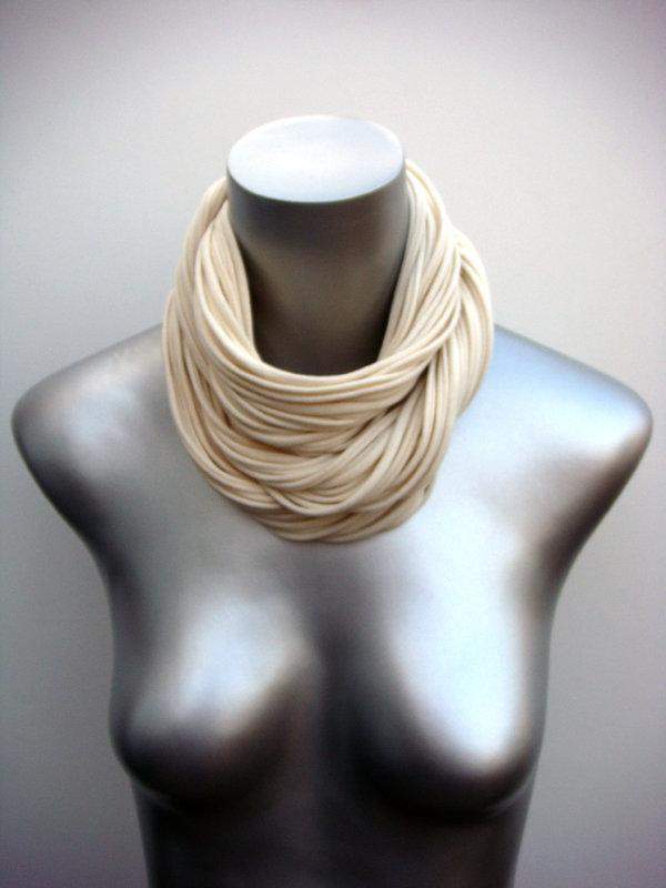 infinity scarves-Cream White Infinity Scarf-Necklush