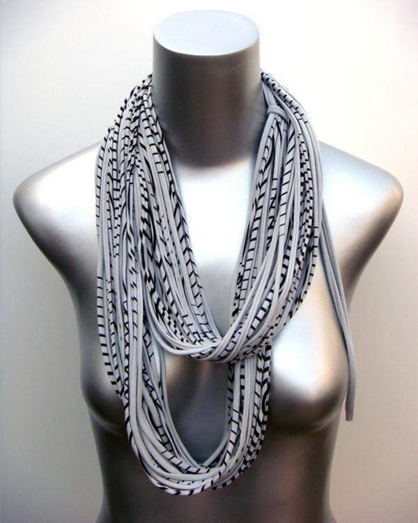 infinity scarves-Striped Light Gray Infinity Scarf-Necklush
