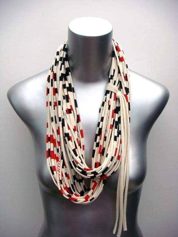 infinity scarves-Red Black Stripe Infinity Scarf-Necklush