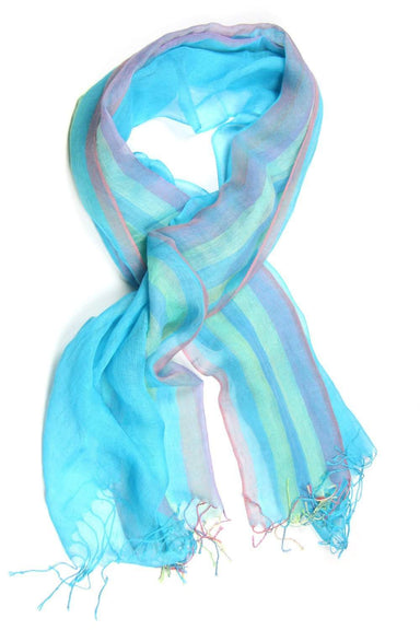 Light Blue Pastel Linen Cotton Scarf-scarves-Necklush