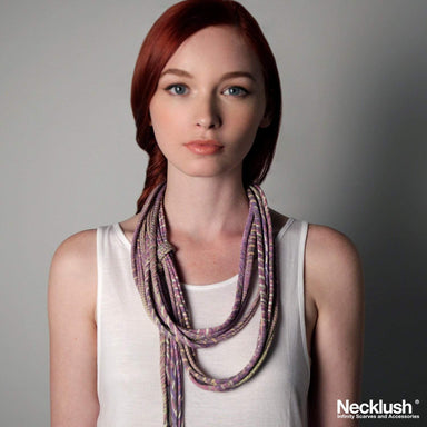 Light Purple Yellow Skinny Scarf Necklace-scarves-Necklush