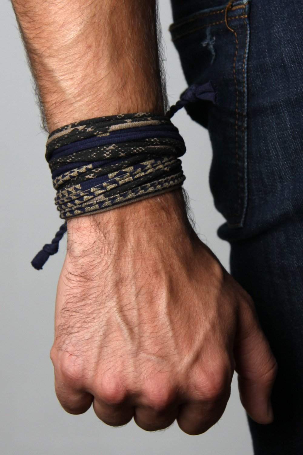 Necklush Wrap Bracelet / Grey & Black / unisex Men's Women's Standard
