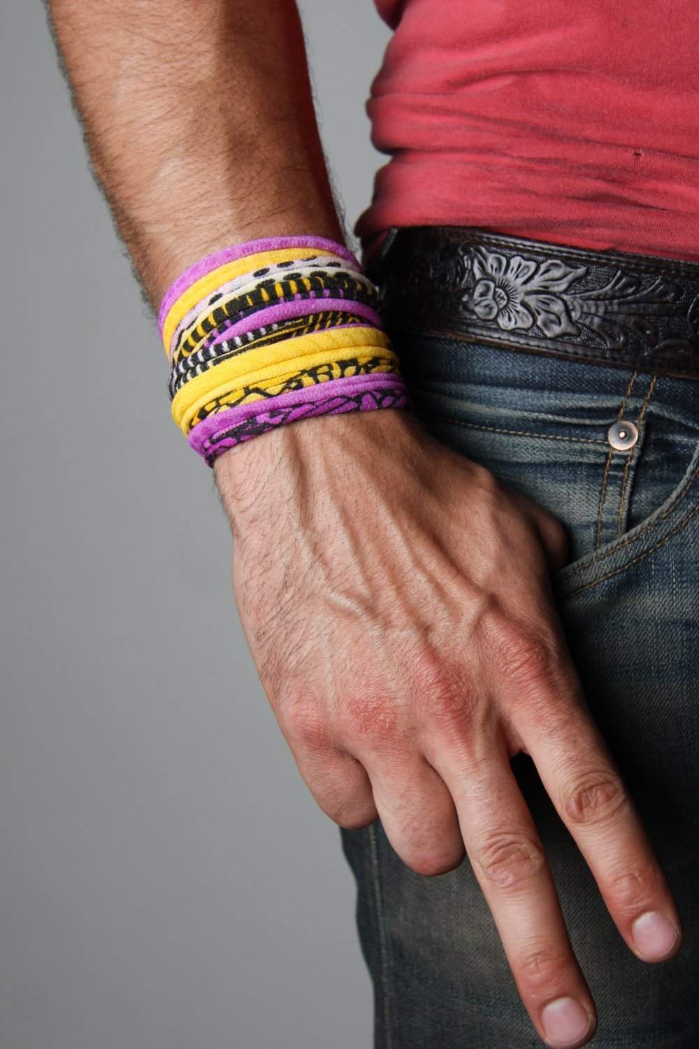 Mens Bracelet-Neon Yellow Purple Mens Bracelet-Necklush