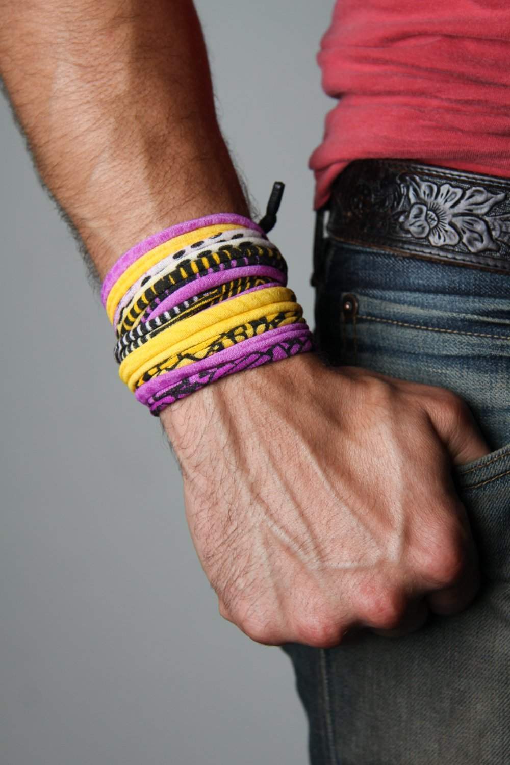 Mens Bracelet-Neon Yellow Purple Mens Bracelet-Necklush