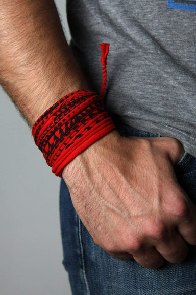 Mens Bracelet-Red Black Mens Bracelet-Necklush
