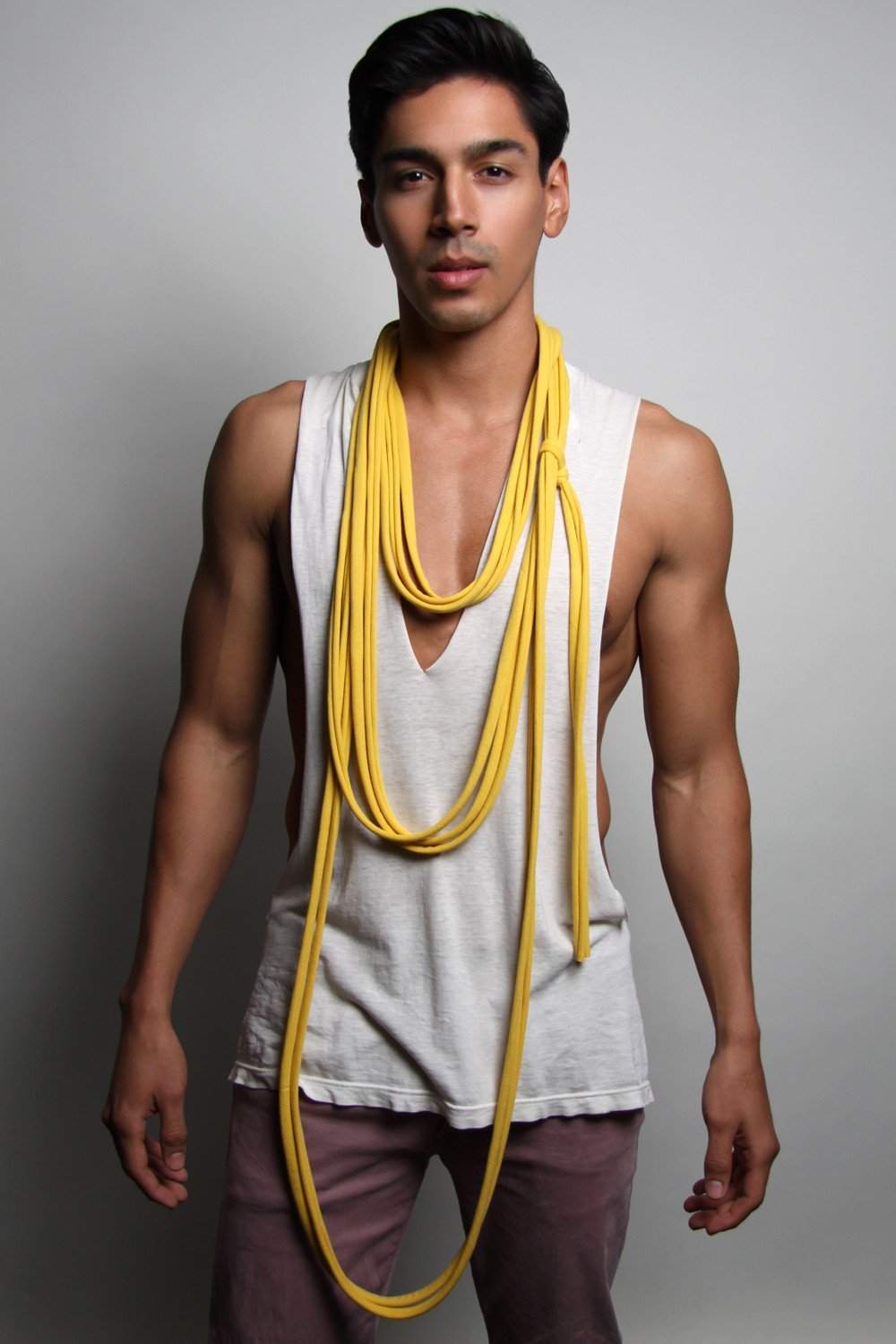 Necklush Long Scarf Mustard Yellow Unisex Men's Women's