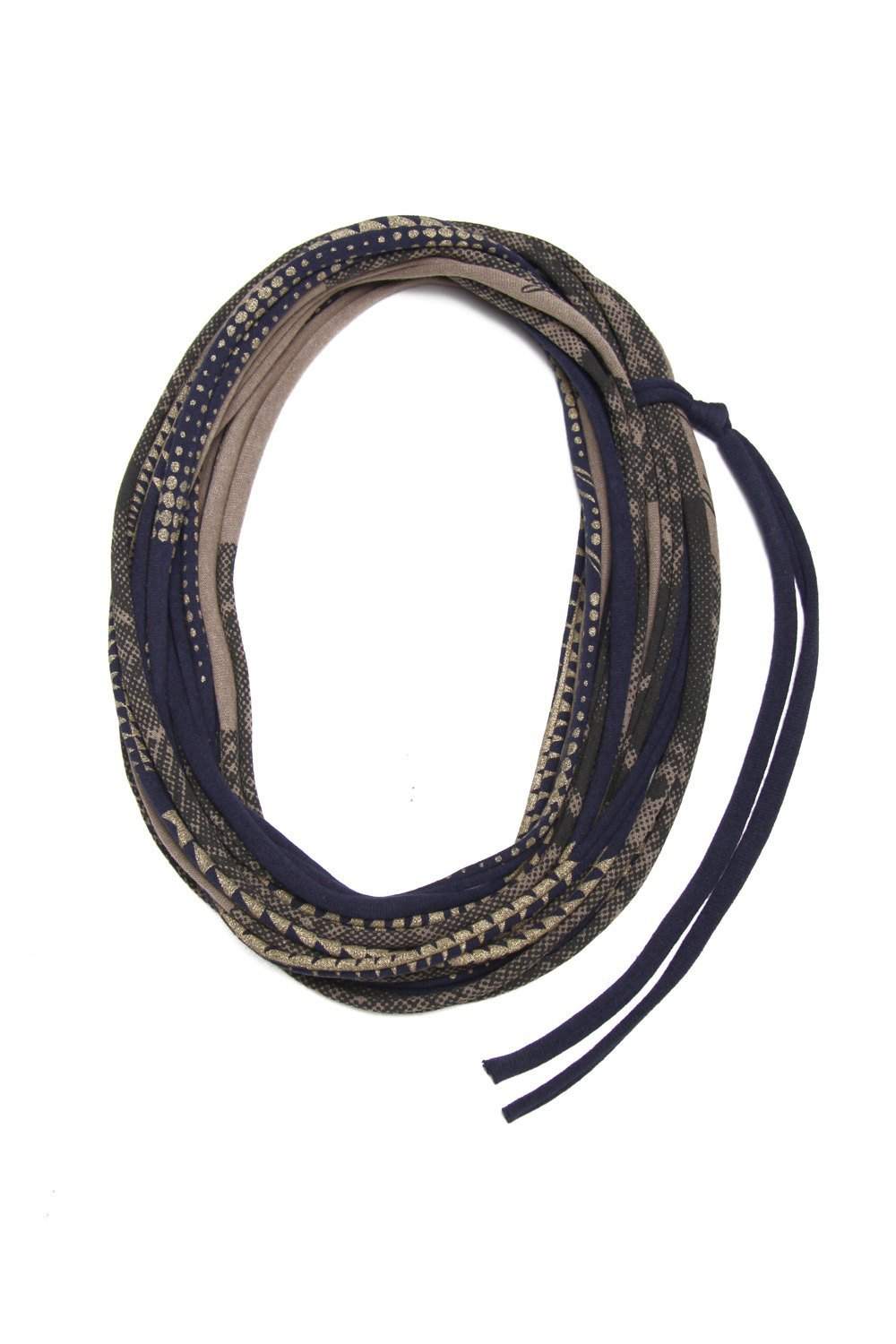 Navy Blue Beige Necklace-necklaces-Necklush