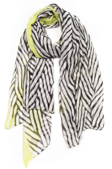 Neon Yellow White Animal Print Scarf-scarves-Necklush