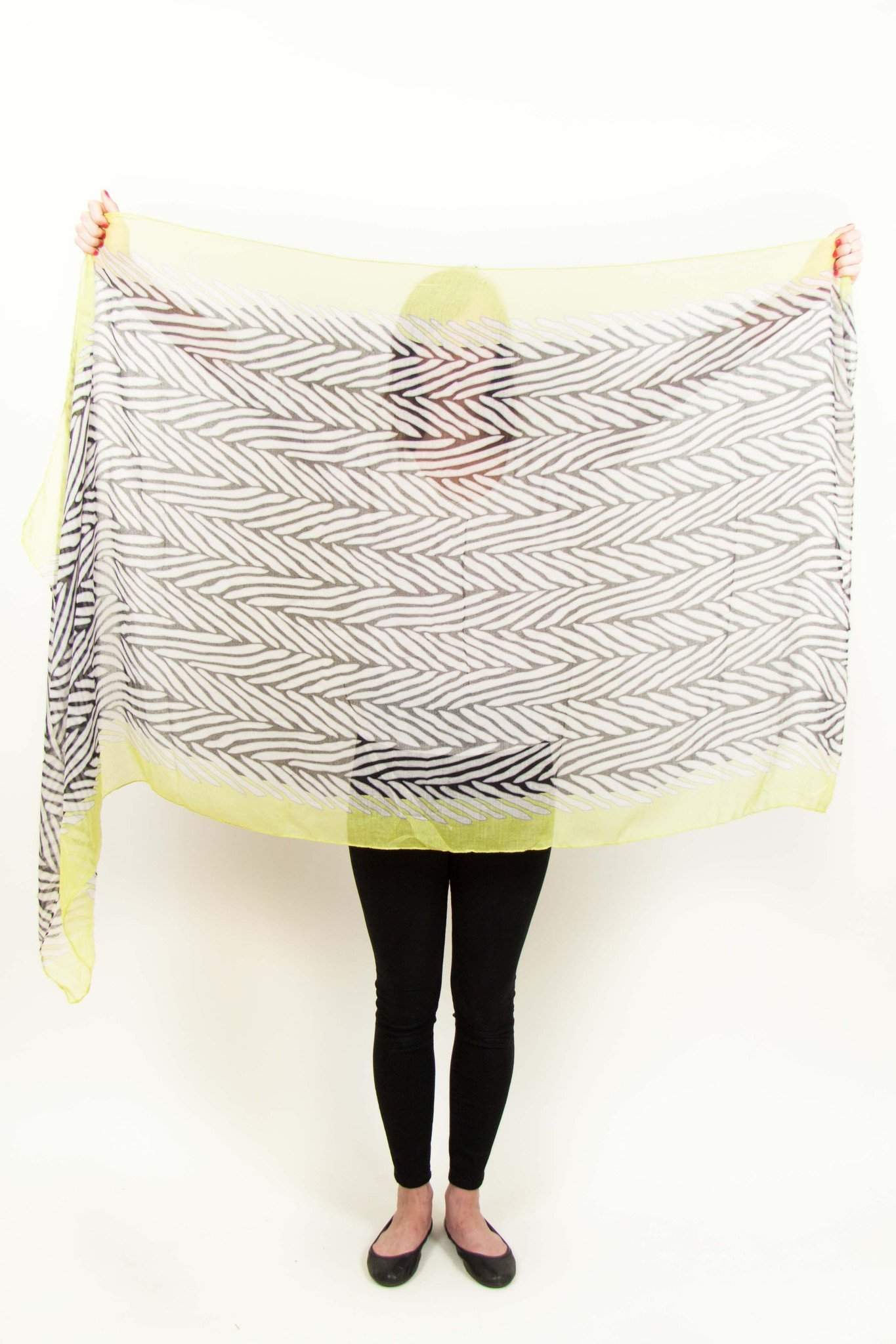 Neon Yellow White Animal Print Scarf-scarves-Necklush