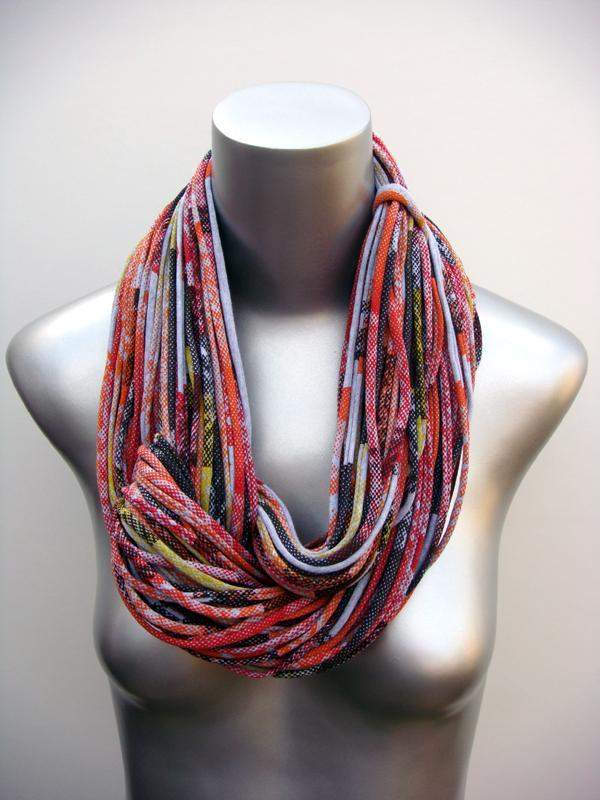 Orange Red Tones Chunky Scarf-scarves-Necklush