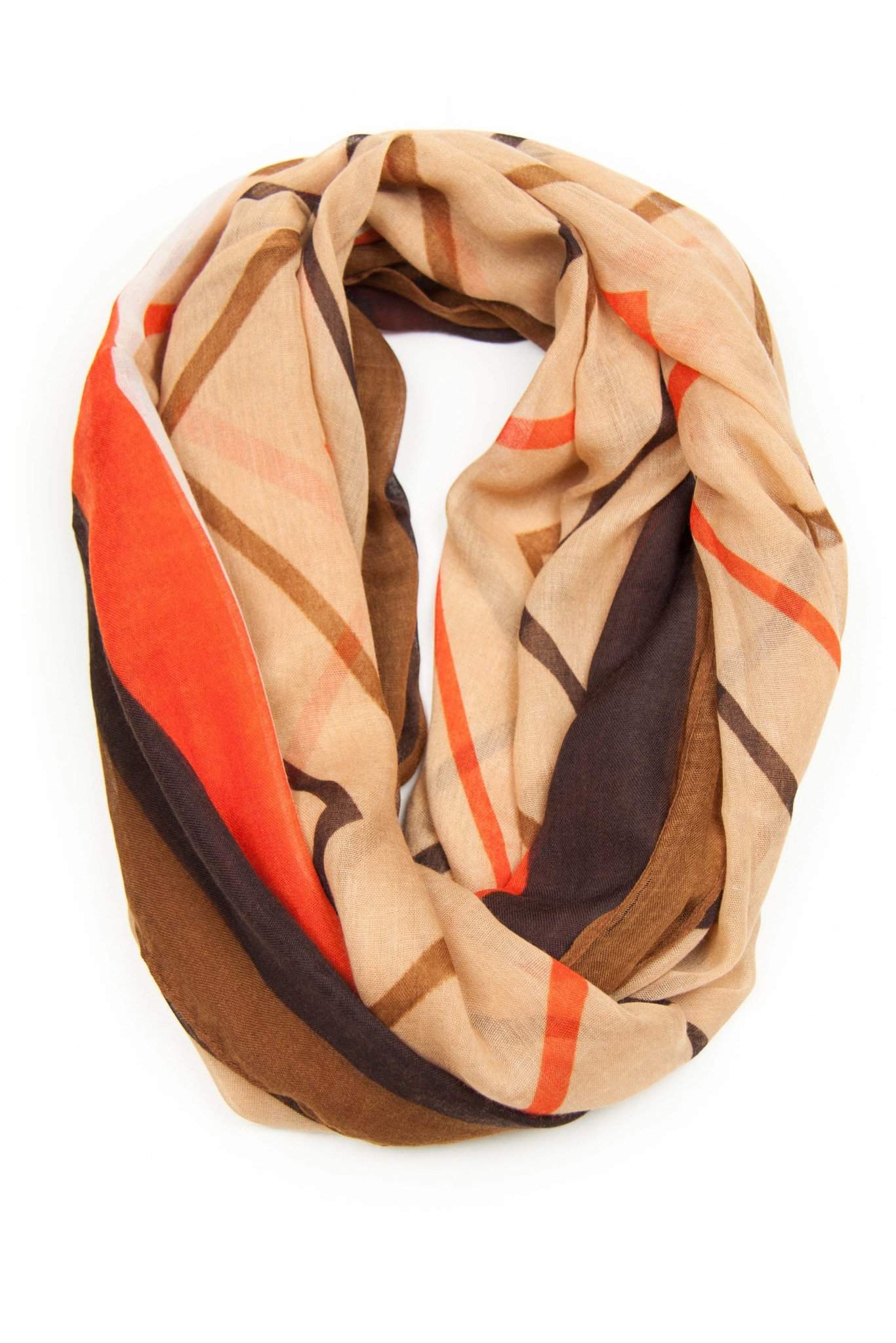 Orange Tan Brown Circle Scarf-scarves-Necklush