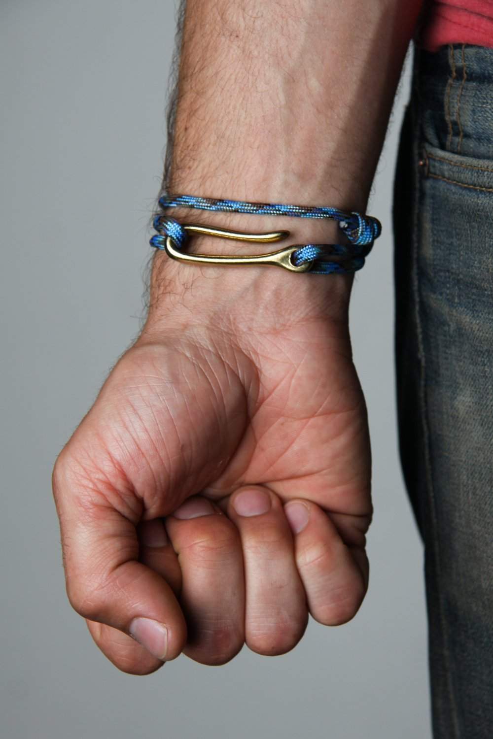 Necklush Paracord Bracelet / Blue / Brass Hook / unisex Men's Women's Standard