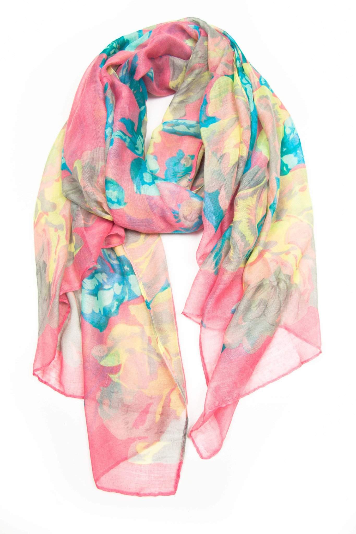 Pink Floral Scarf-scarves-Necklush
