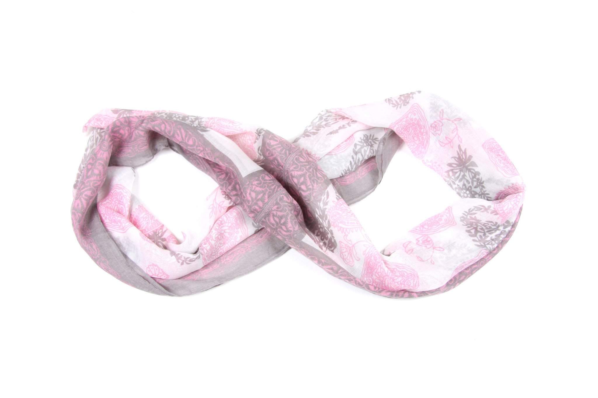 Pink Gray Circle Scarf-scarves-Necklush