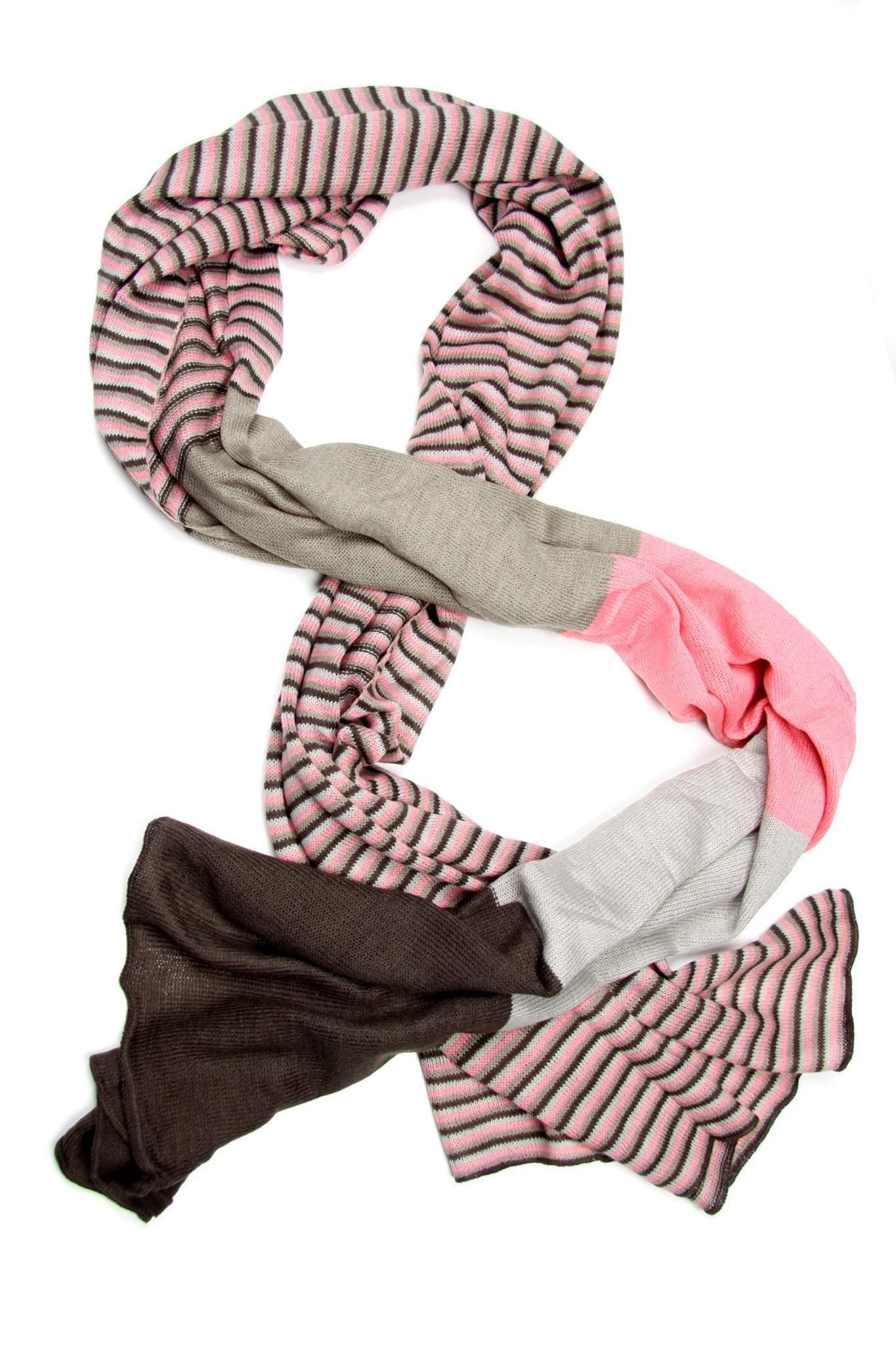 Pink Gray Striped Scarf-scarves-Necklush