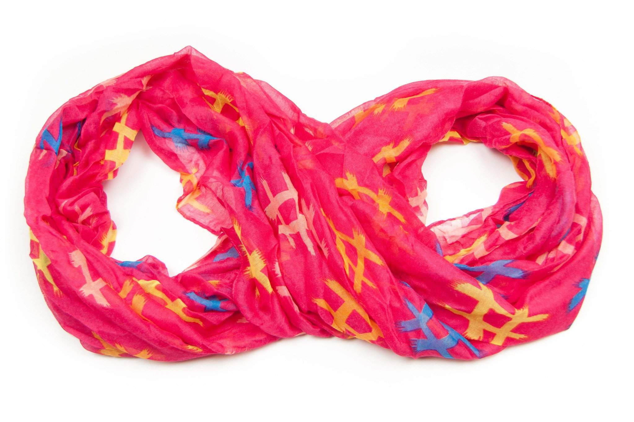 Pink Yellow Infinity Scarf-scarves-Necklush
