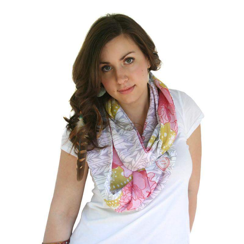 Pink Yellow White, Infinity Scarf, Womens, Circle Loop, Spring Summer-scarves-Necklush