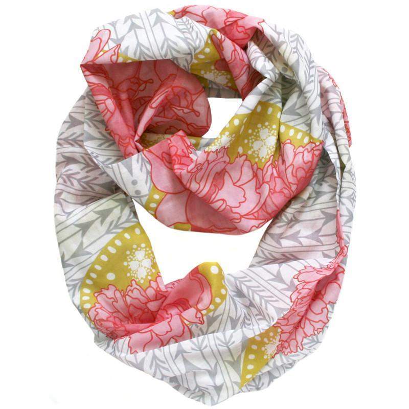 Pink Yellow White, Infinity Scarf, Womens, Circle Loop, Spring Summer-scarves-Necklush