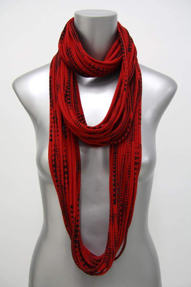 Red Black Cowl Scarf-scarves-Necklush