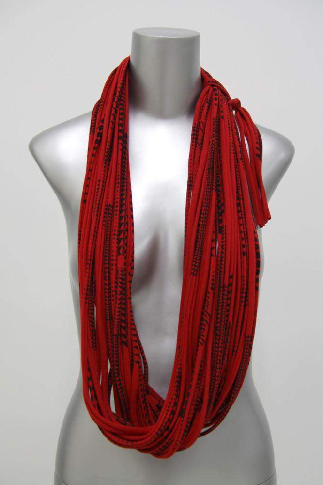 Red Black Cowl Scarf-scarves-Necklush