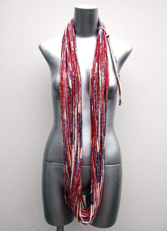 Red Blue Purple Chunky Scarf-scarves-Necklush
