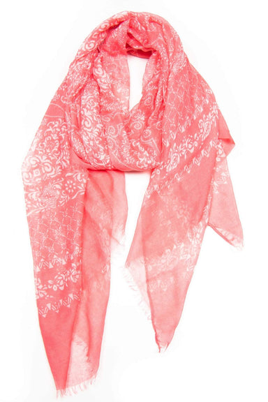 Salmon Pink White Scarf-scarves-Necklush