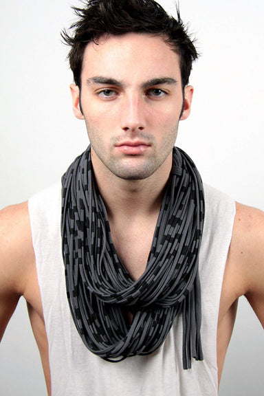 Striped Dark Gray Chunky Scarf-scarves-Necklush