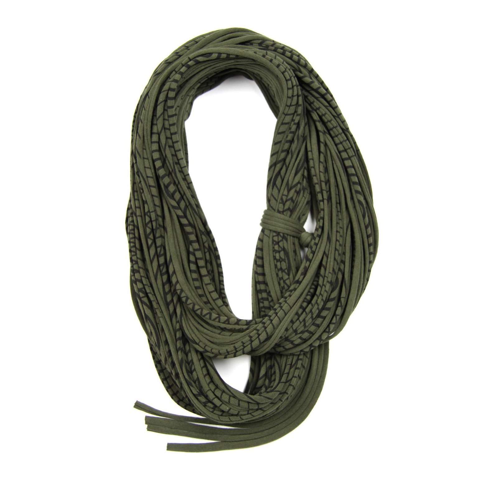 Striped Military Green Chunky Scarf-scarves-Necklush