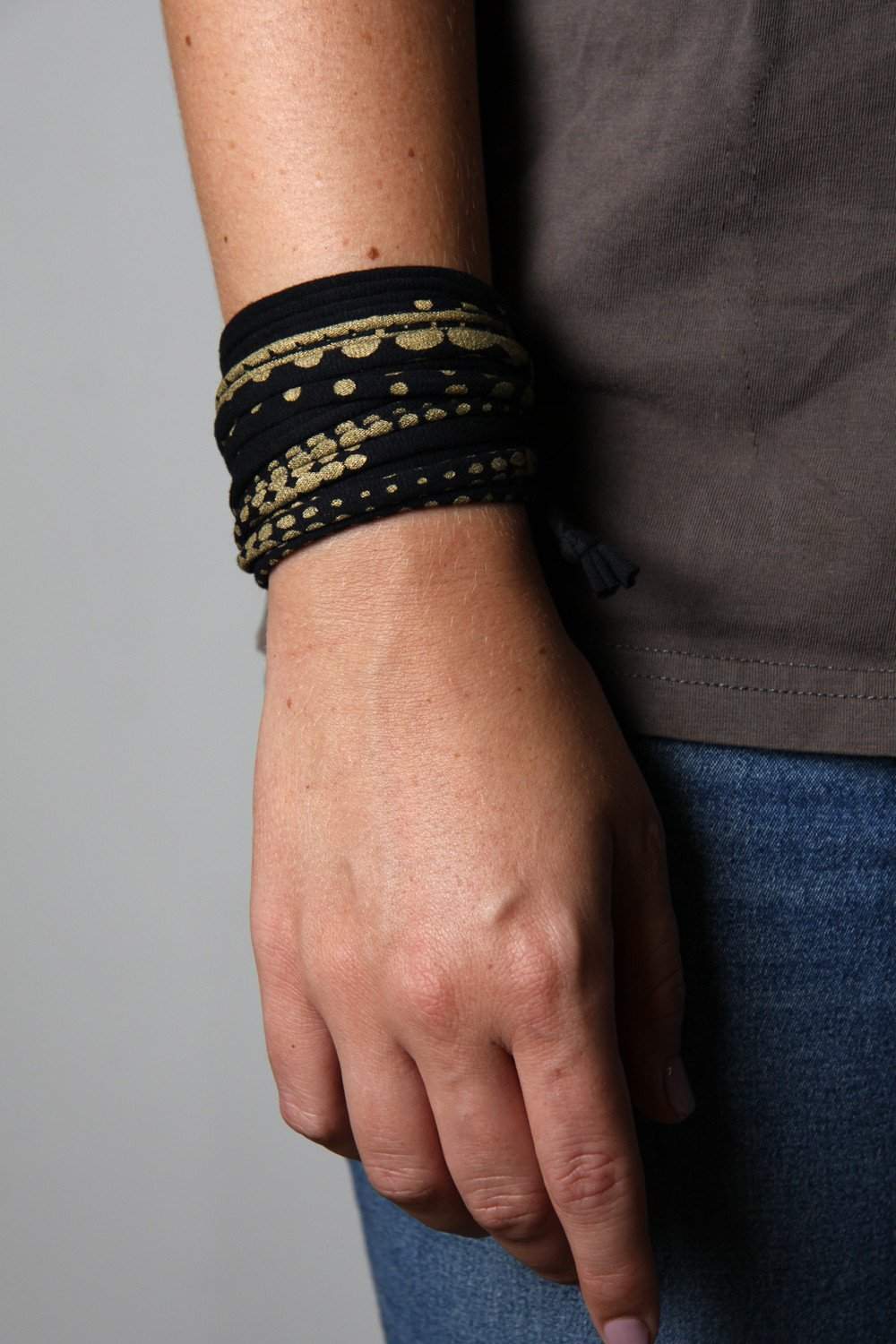 Wrap Bracelet / Black Gold-bracelets-Necklush