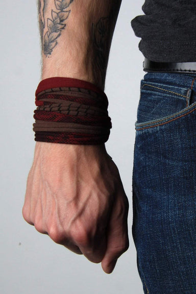 Wrap Bracelet / Maroon Brown Striped