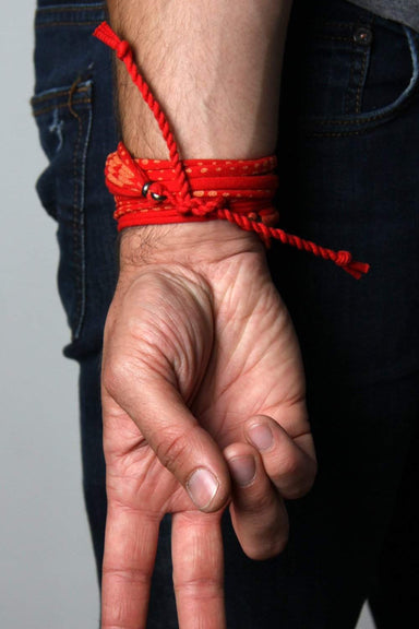 Wrap Bracelet / Red with Gold-bracelets-Necklush