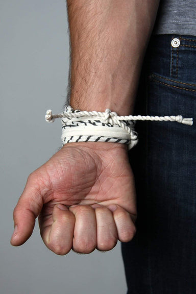 Wrap Bracelet / White with Stripes-bracelets-Necklush
