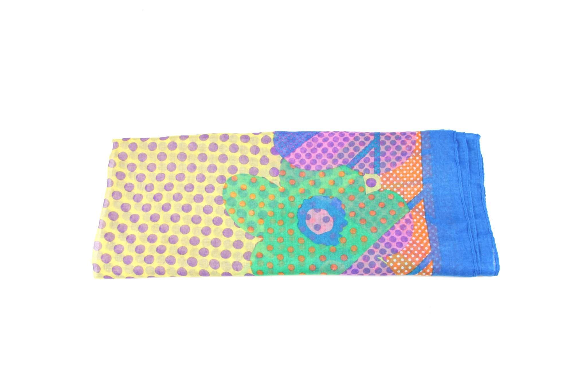 Yellow Blue Circle Scarf-scarves-Necklush