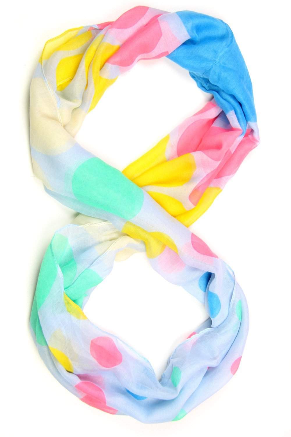 Yellow Green Pink Blue Infinity Scarf-scarves-Necklush