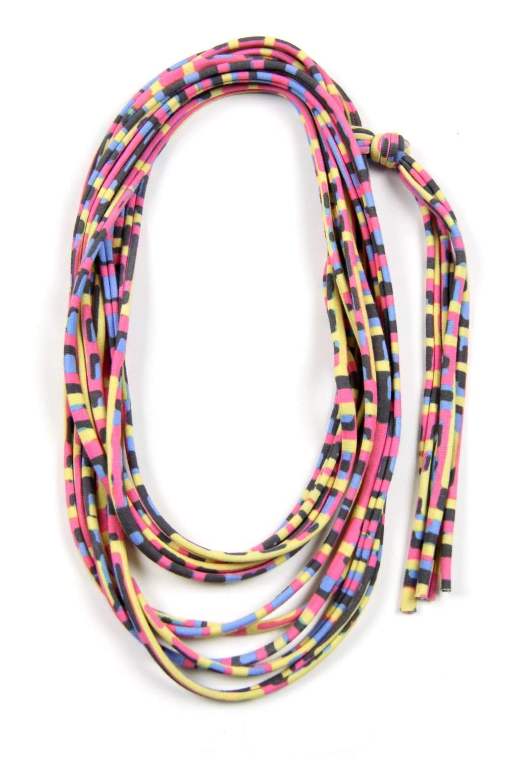 Yellow Pink Blue Skinny Scarf Necklace